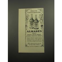 1956 Almaden Solera Cream Sherry and Cocktail Sherry Advertisement