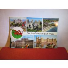 5 CASTLES OF NORTH WALES, multiview , used postcard Colourmaster 1981 pm =