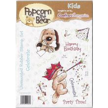 Crafter's Companion. Popcorn The Bear Celebrate Stamp Set. Stamping Cardmaking