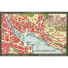 Luzern Hotel Tivoli Switzerland Vierwaldstratter See Antique Map Postcard