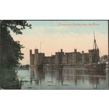 Carnarvon Castle from the River, 1910 - Valentine's Postcard