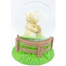 Highland Cow Snow Globe Glitter Holding a Golden Heart 9 CM Gift Home Decor