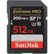 Sandisk 512GB Extreme PRO SDXC UHS-I Memory Card - C10, U3, V30, 4K UHD, SD Card