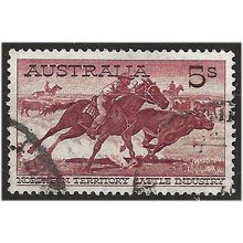 Australia 1964 SG327a 5/- Brown-Red (White Paper) Good+ Used . ..