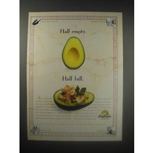 1990 California Avocados Ad - Half Empty. Half Full.