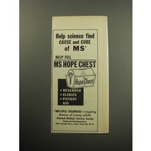 1957 MS Hope Chest Ad - Help science find cause and cure of MS