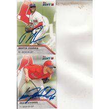 DUSTIN PEDROIA & CRAIG KIMBREL AUTO 2018 BOSTON RED SOX WORLD CHAMPION PLAYERS