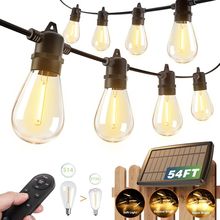 Addlon 54FT(48+6) Solar String Lights Outdoor Waterproof with USB Charging & Rem