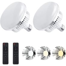 2Pack 135W Photography Light Bulb Dimmable Tricolor LED Bulbs 2700-6400K Colour