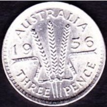 1956 Australia 1 Threepence Silver Coin