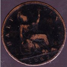 1867 Great Britain 1 Half Penny Coin