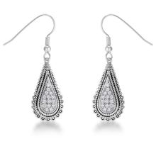 45 Ct Tear Drop Rhodium Earrings with CZ