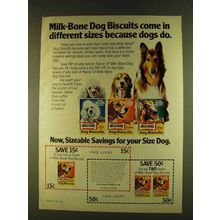 1980 Milk-Bone Dog Biscuits Ad - Different Sizes