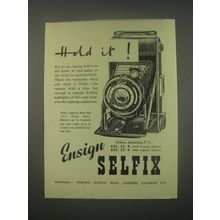 1949 Ensign Selfix Camera Ad - Hold it!