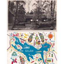 Halmstad Hallandsgarden Galgberget + Sweden Map Postcard s