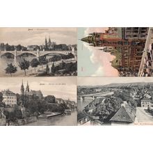 Basel Munster Mit Platz Wettsteinbrucke 4x Switzerland Aquatic Postcard s