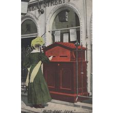 Regent Street London With Best Love Post Office Pillar Box Postcard