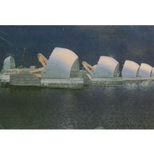 The Thames Barrier Restored Flood Metallic Glitter London Postcard