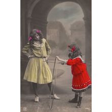 Girl Occult Dowsing With Hula Hoop Bicycle Wheel Real Photo Old Postcard