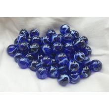 TIDAL WAVE - 25 Beautiful Glass Marbles, Clear Blue with White Swirl, New, 16mm