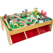 Kidkraft Waterfall Mountain Wooden Train Set & Table with 120 Pieces, 3 Storage