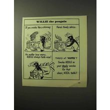 1950 Kool Cigarettes Ad- Willie the Penguin