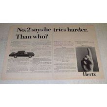 1966 Hertz Rent-a-car Ad - No. 2 Says He Tries Harder