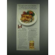 1985 Heinz Homestyle Gravy Chicken Ad - Broccoli bake