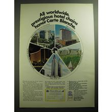 1970 Carte Blanche Card Ad - All worldwide, prestigious hotel chains honor