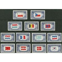 1943-44 Overrun Countries Issue Set of 13 Mint NH Postage Stamps Scott 909-21
