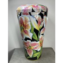 Lilly Flowers EMPTY Collectable Storage Tin Container Display'.,!