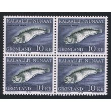 Greenland Fish Spotted Wolffish 10Kr Block of 4 1984 MNH SG#151 MI#154 Sc#137
