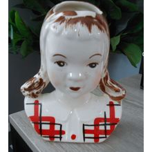 Standford Jean Sandy Head Vase Wall Pocket With Pigtails #D231