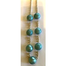 28" Turquoise Foil Bead Chain Maille Necklace 4164