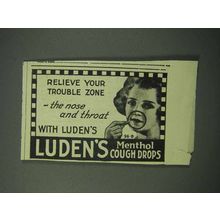 1923 Luden's Menthol Cough Drops Ad - Trouble Zone