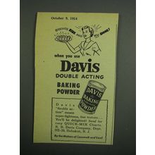 1954 Davis Baking Powder Ad - Biscuits Rise and Shine