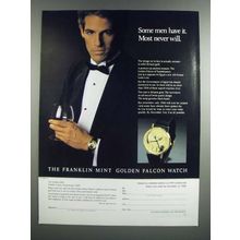 1986 The Franklin Mint Golden Falcon Watch Ad - Some Men Have It