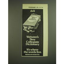 1974 Merriam-Webster Webster's New Collegiate Dictionary Advertisement - Deli