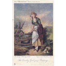 Country Girl Going A Reaping Bartolozzi Series Painting Museum Exhibit Postcard