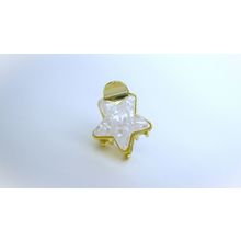 Small mini pearly white iridescent gold metal and acrylic star hair claw clip