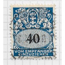 DANZIG 1923 POSTAGE DUE USED 40pf Mi 34