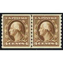 395, Mint VF VLH 4¢ Coil Line Pair - With PFC Certificate - Stuart Katz