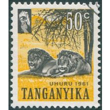 Tanganyika 1961 50c black & yellow SG113 CTO