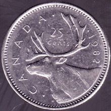 1982 Canada 25 Cents Coin