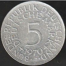 1970 J Germany 5 Mark Silver Coin