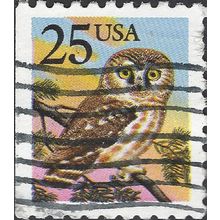 USA, BIRD, Saw-whet Owl, Aegolius acadicus, brown 1988, 25c