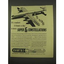 1956 Quantas Airline Ad - Super G Constellations