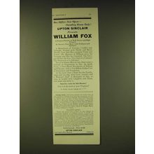 1933 Upton Sinclair Presents William Fox Ad - Box Office Now open