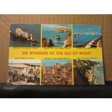 SIX WONDERS OF THE Isle of Wight, .used postcard Colourmaster 1975 pm =