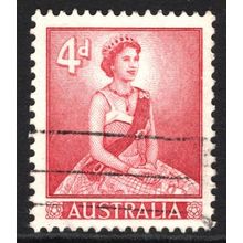 AUSTRALIA 1959/62: QUEEN ELIZABETH II DEFINITIVES - 4d CARMINE USED (G1)